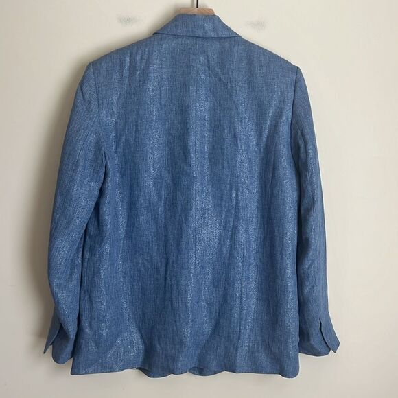 NWT Zara Blue Shimmer Metallic Blazer Size Small - Picture 7 of 11